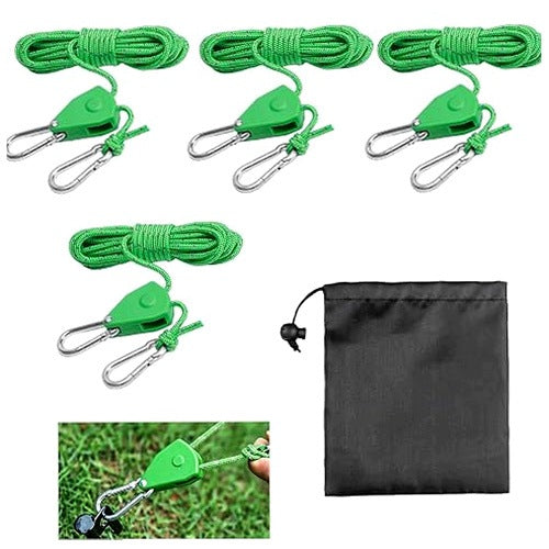 TENT ROPES REFLECTIVE PARACORD 4M ADJUSTABLE CAMPING 4 PCS