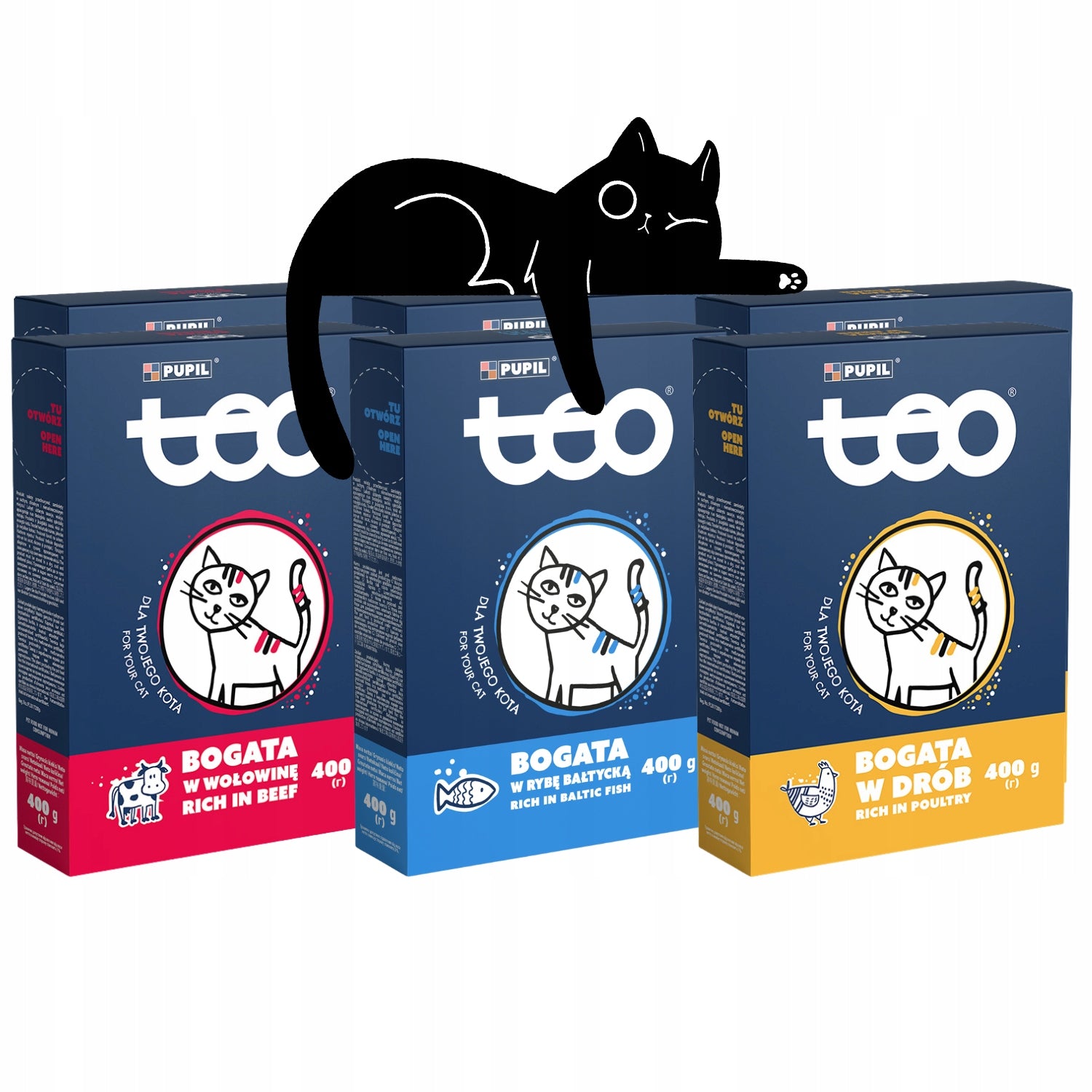 TEO dry cat food MIX OF FLAVORS 6x400g 100% natural ingredients