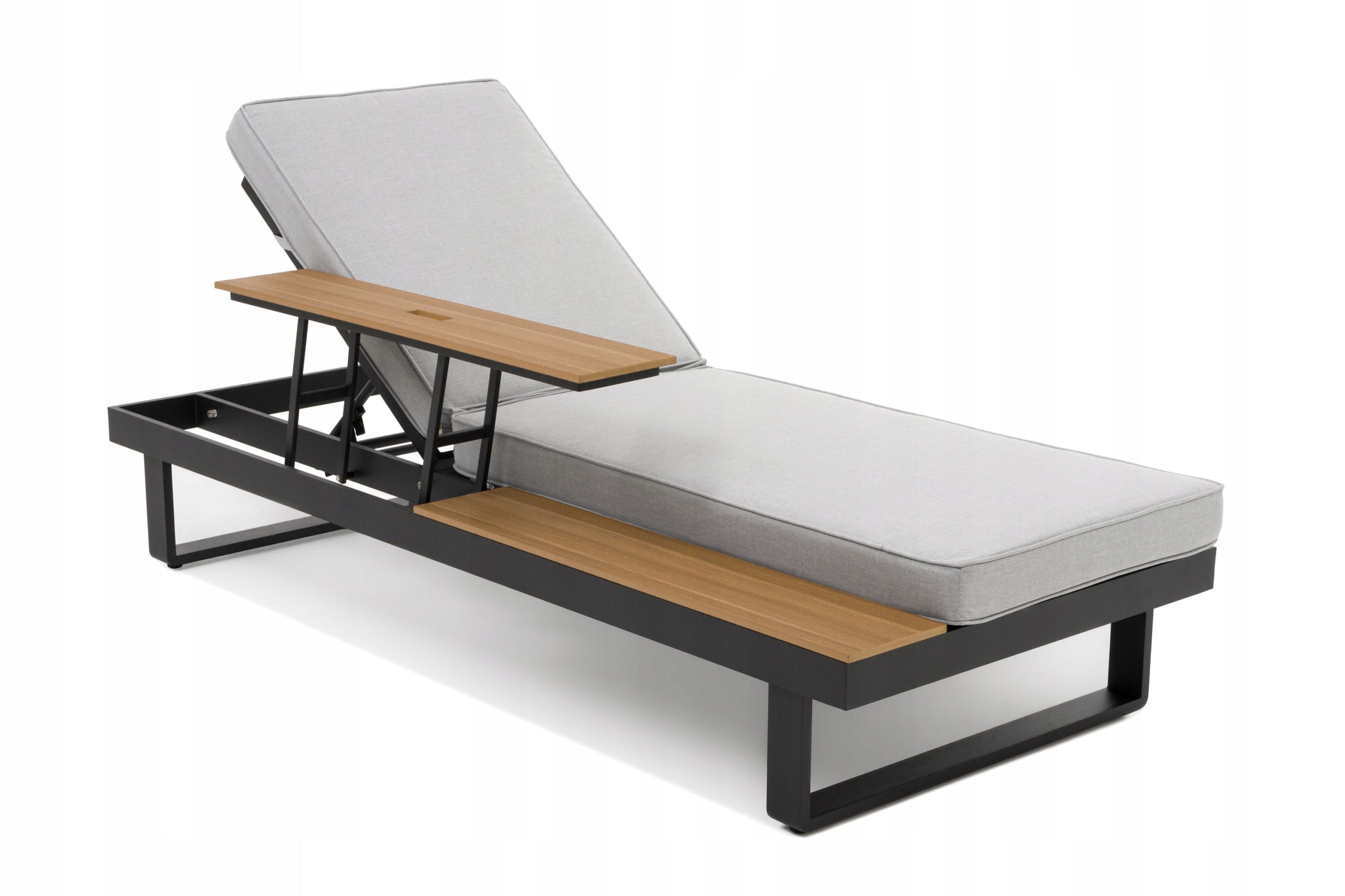 TERRACE DECKCHAIR MODERN WITH RAISED TABLE ALUMINUM ATOLL Color gray