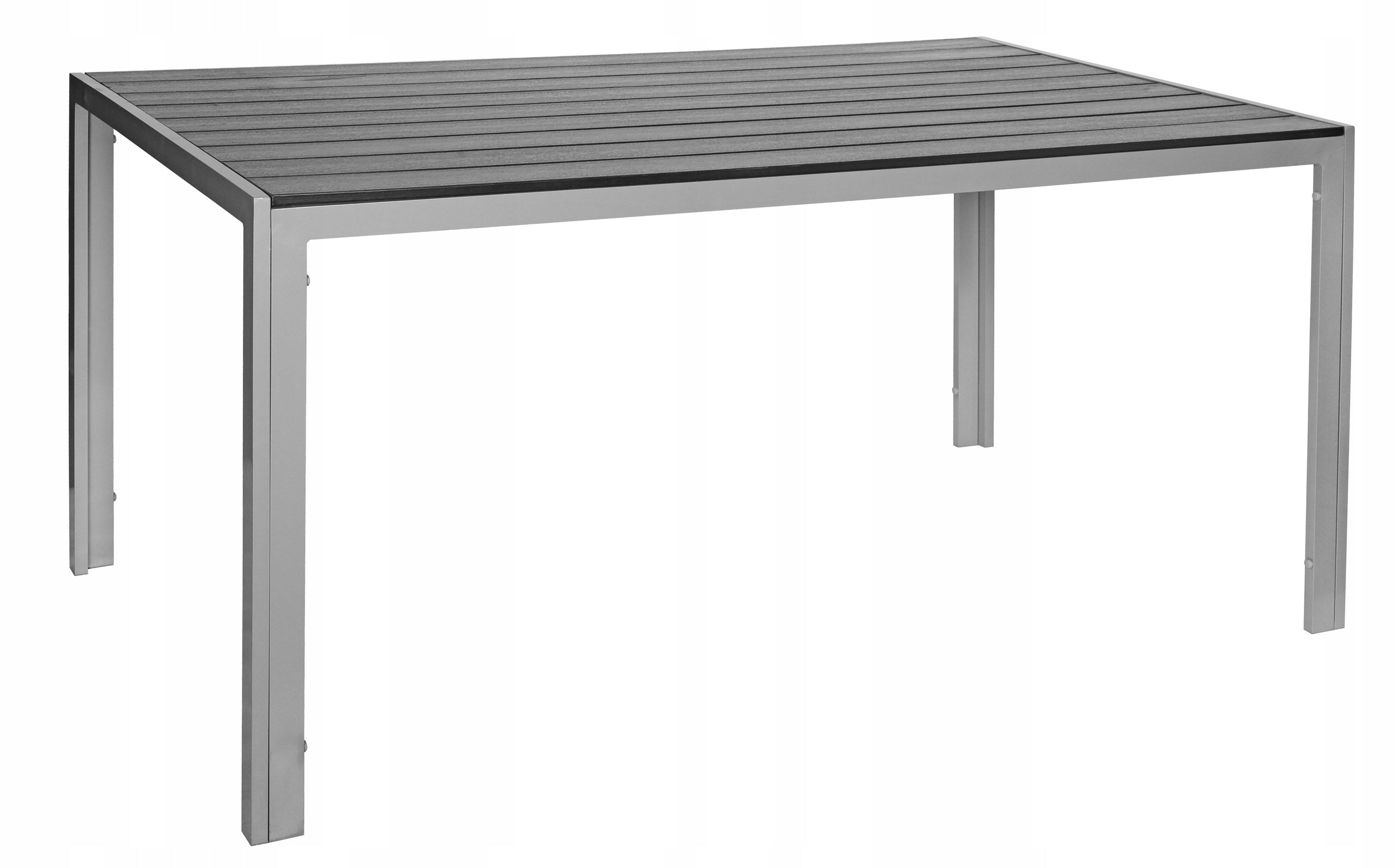 TERRACE GARDEN TABLE 150 CM LARGE SOLID ALUMINUM BLACK WOODEN PATTERN Furniture depth 90 cm