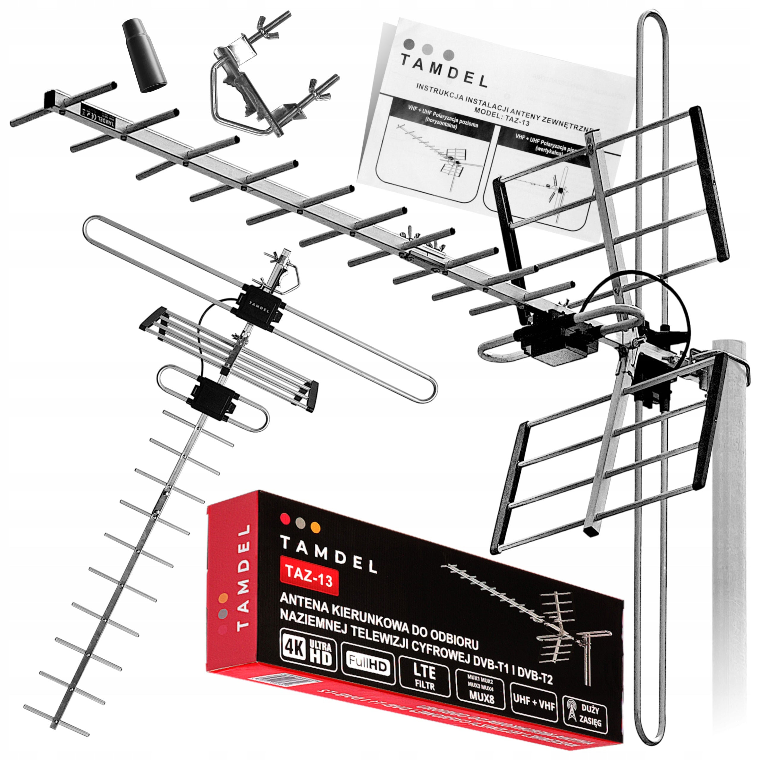 TERRESTRIAL TV ANTENNA EXTERNAL DVB-T2 MUX-8 LTE 4K COMBO Packaging status original