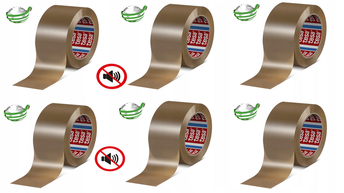 TESA DURABLE RECYCLED PET PACKING TAPE BROWN 50mm x 100m - 6 pcs.