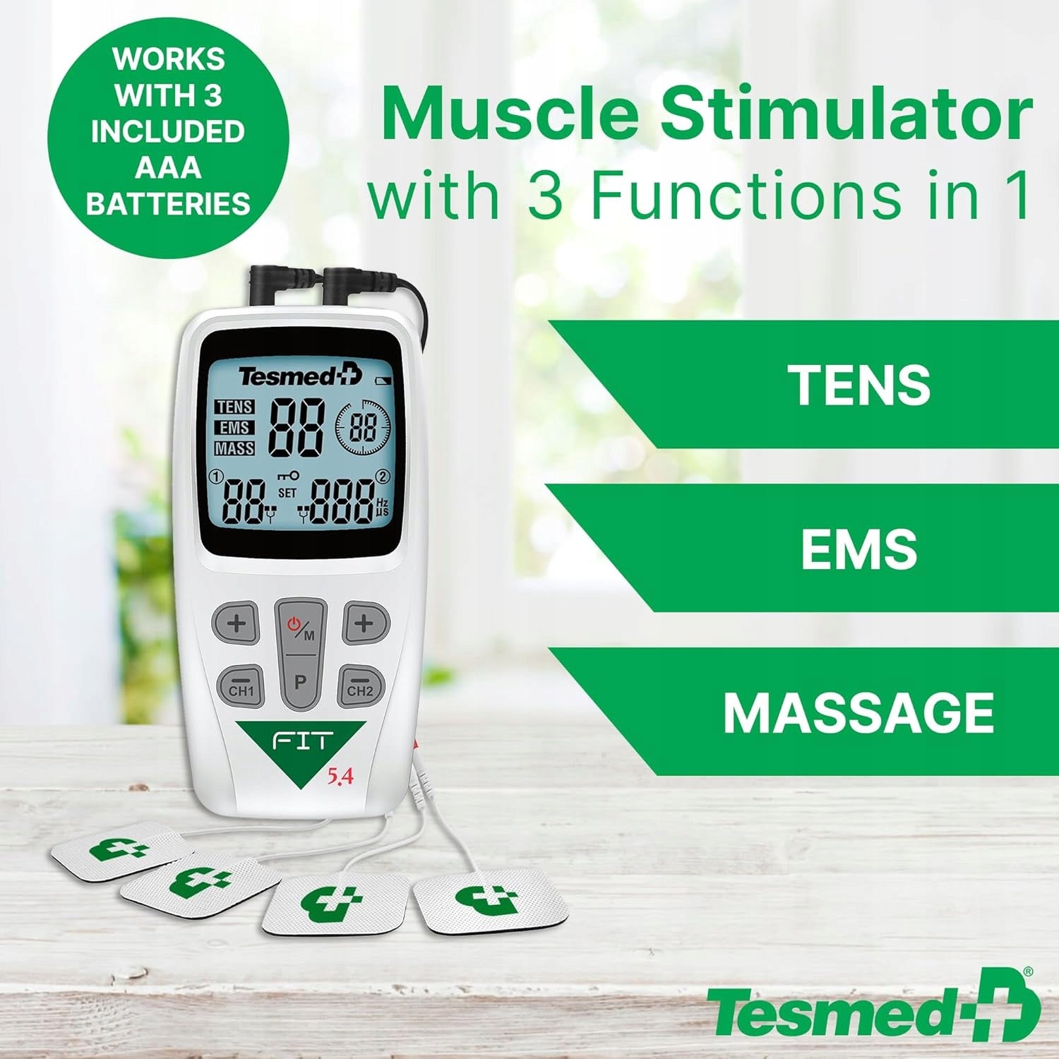 TESMED Fit 5.4 EMS TENS electrostimulator 22 programs 40 levels white Brand Tesmed