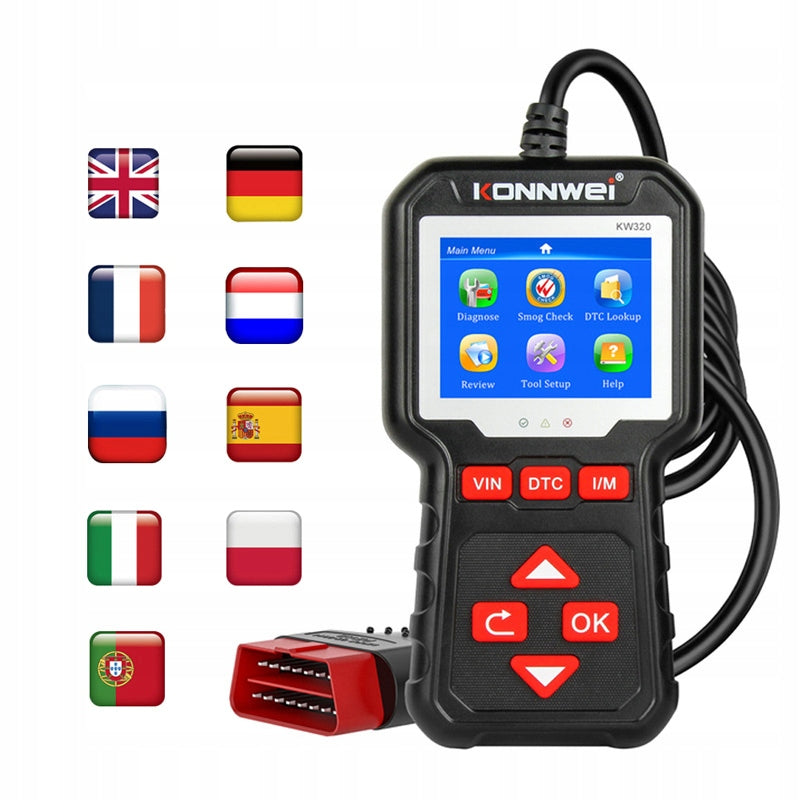 TESTER DIAGNOSTIC SCANNER OBD2 KONNWEI KW320 CE MENU IN ENGLISH EAN (GTIN) 5901890096966