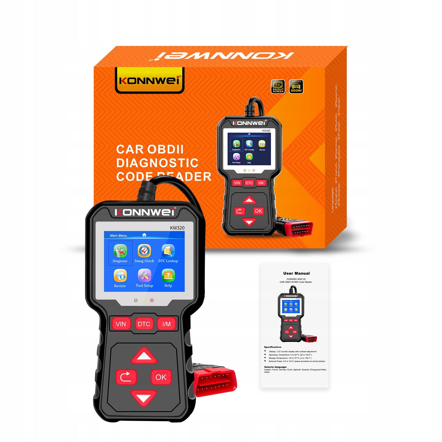 TESTER DIAGNOSTIC SCANNER OBD2 KONNWEI KW320 CE MENU IN ENGLISH