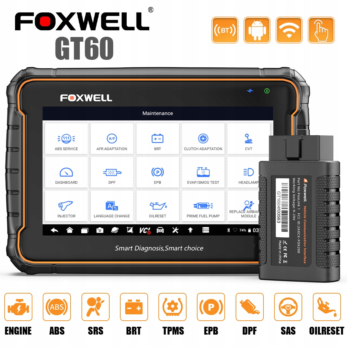 TESTER DIAGNOSTYCZNY INTERFEIS FOXWELL GT60 2026 7 inches Android 9.0 OBD2 Manufacturer code BC00395_4
