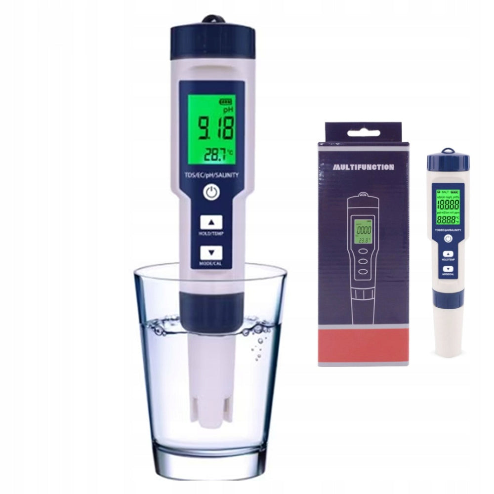 TESTER WATER QUALITY METER 5IN1 PH EC TDS TEMP SALINITY REUSABLE Brand no brand