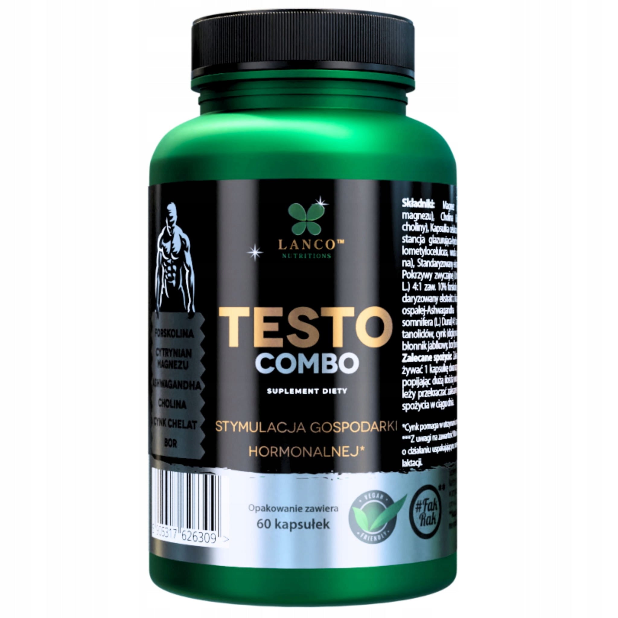 TESTO COMBO Testosterone natural elevation 6 substances LANCO 60 kaps.