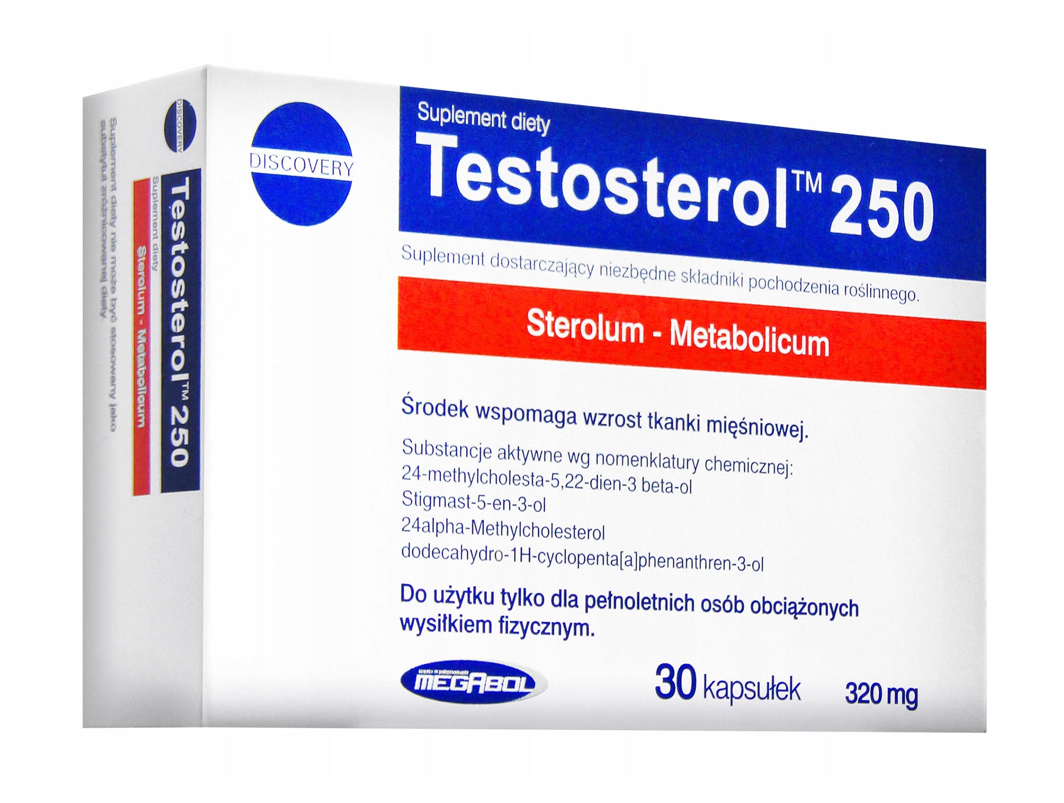 TESTOSTEROL 250 NATURAL ANABOLIC MASS STRENGTH FOR ATHLETES Megabol 30 kaps Packaging status original