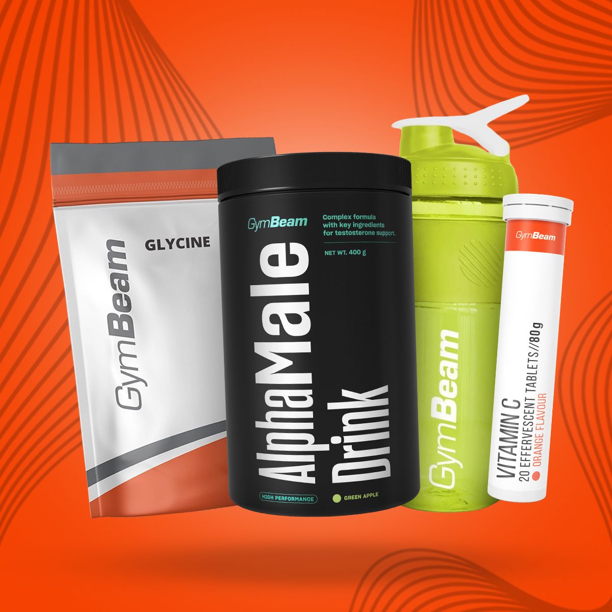 TESTOSTERONE BOOSTER DRINK ALPHAMALE POWDER GymBeam 400g green apple Expiration date at least six months from the date of purchase