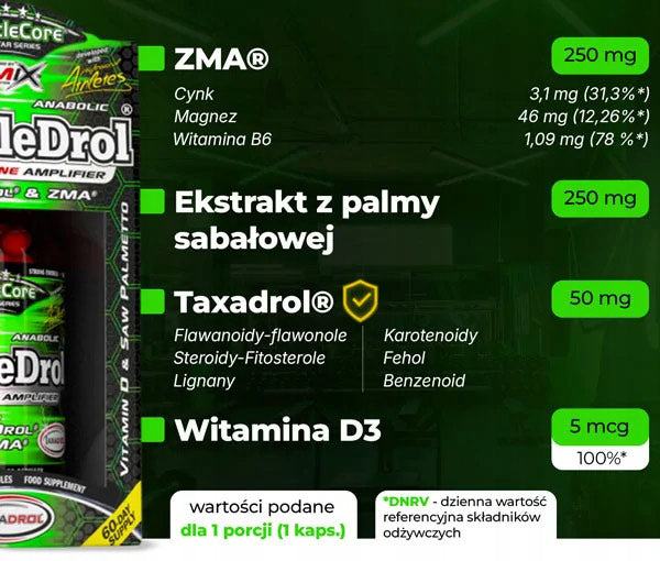 TESTOSTERONE BOOSTER Libido ZMA - Amix MuscleDrol 90 servings - strong booster Expiration date at least 1 year from the date of purchase