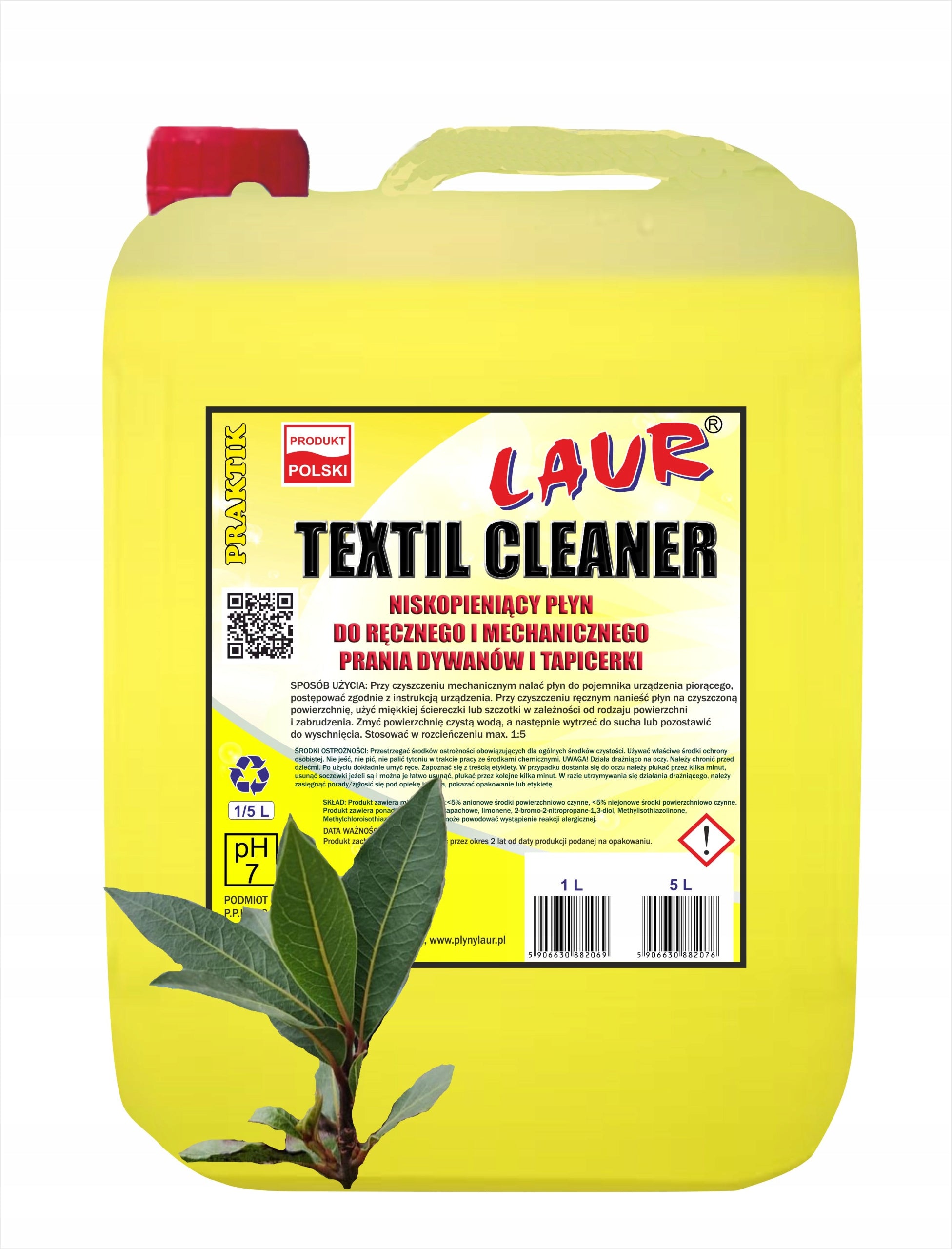 TEXTIL CLEANER CONCENTRATE FOR WASHING VACUUM CLEANERS LOW FOAMING 5L (HoReCa) Packaging status original