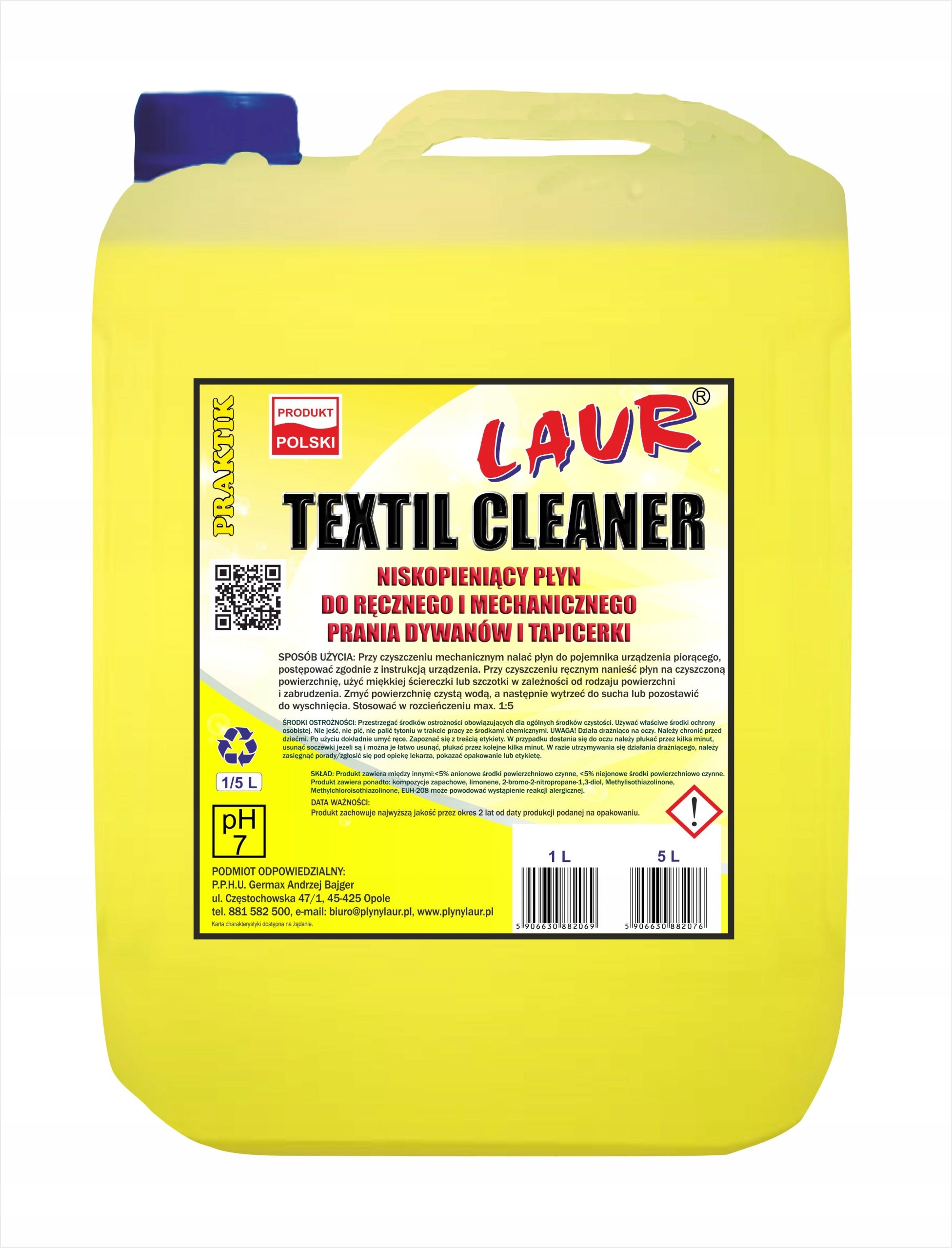TEXTIL CLEANER CONCENTRATE FOR WASHING VACUUM CLEANERS LOW FOAMING 5L (HoReCa)