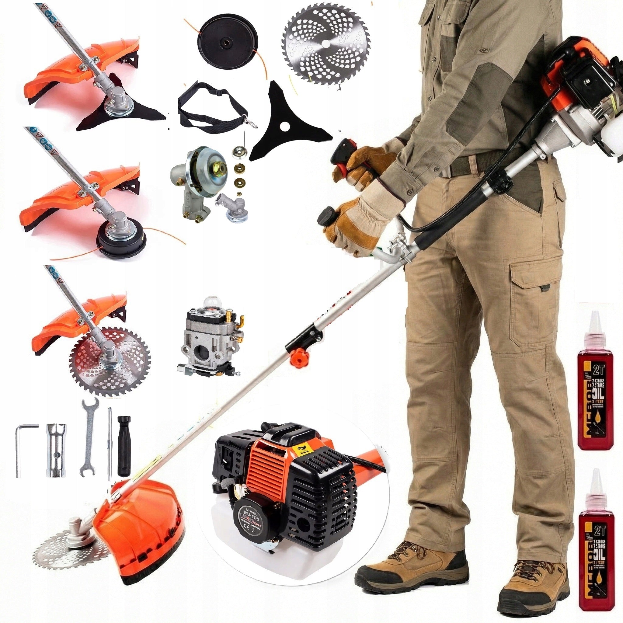THE MOST POWERFUL MOWER COMBUSTION TRIMMER SET 2XOIL POWER 7KM