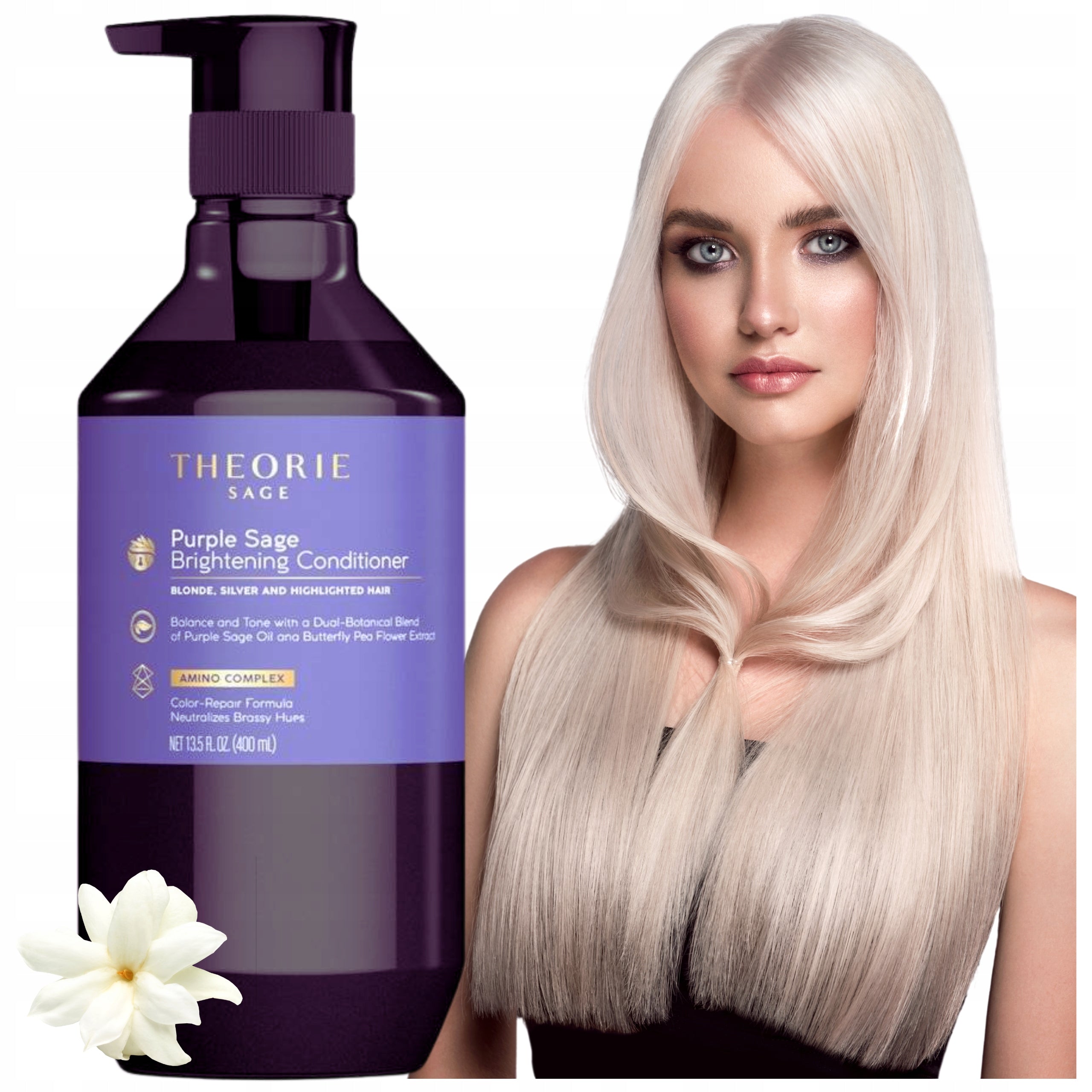 Theorie Sage Purple Sage Brightening Conditioner, neutralisiert gelbe Farbtöne, 400 ml 