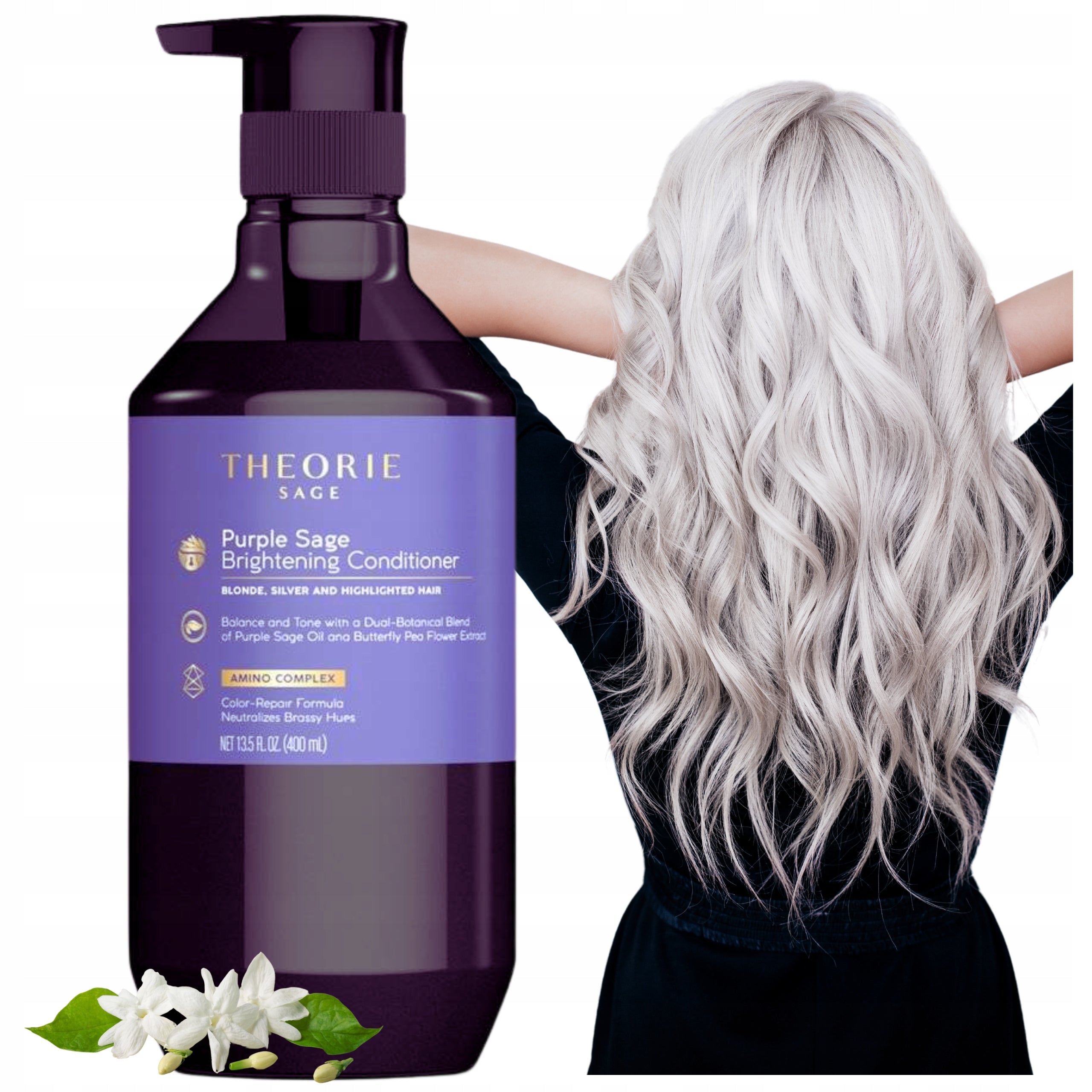 Theorie Sage Purple Sage Brightening Conditioner, neutralisiert gelbe Farbtöne, 400 ml 