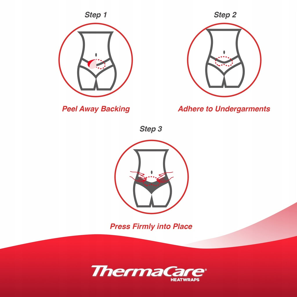 THERMACARE WARMING CUSHIONS effect up to 8 hours MENSTRUAL 3 pcs. Brand Angelini