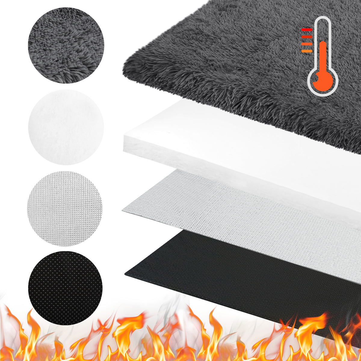 THERMAL INSULATION MAT FOR CAT DOG 70x50 CM HEATING BED L Manufacturer code MATA TERMO 70x50 SHAGGY GRAFIT - 38810