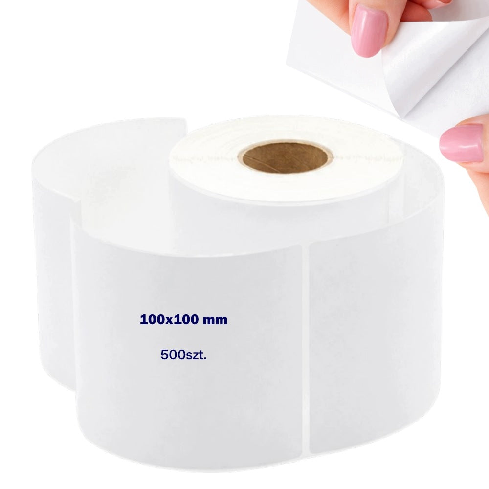 THERMAL LABELS 100x100 mm Perforation STRONG ADHESIVE HOTMELT 70g 500pcs