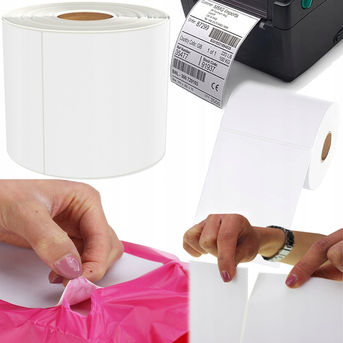 THERMAL LABELS 100x150 WHITE PERFORATION GLUE RUBBER LABEL 1000 pcs EAN (GTIN) 5902589633349