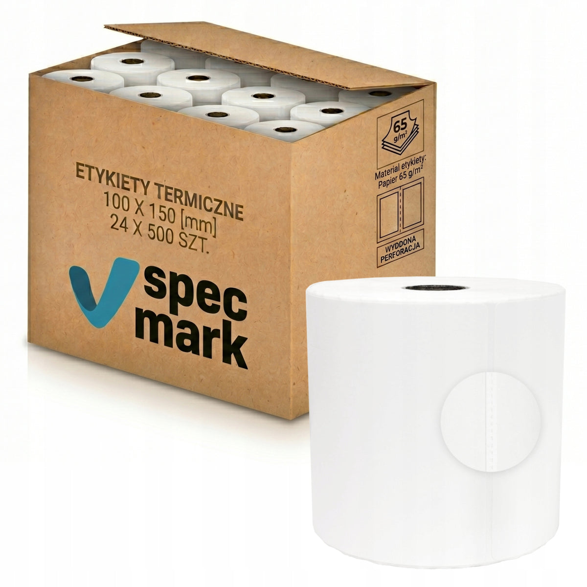 THERMAL LABELS 100x150 mm Self Adhesive White 500pcs CARTON 24 rolls