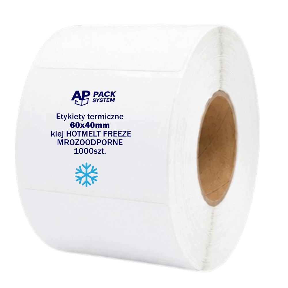 THERMAL LABELS 60x40 mm FREEZE RESISTANT ADHESIVE for cold storage 1000 Packaging status original