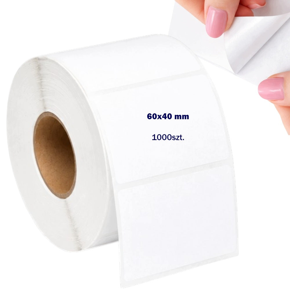 THERMAL LABELS 60x40 mm Perforation STRONG HOTMELT GLUE 70g 1000 pcs