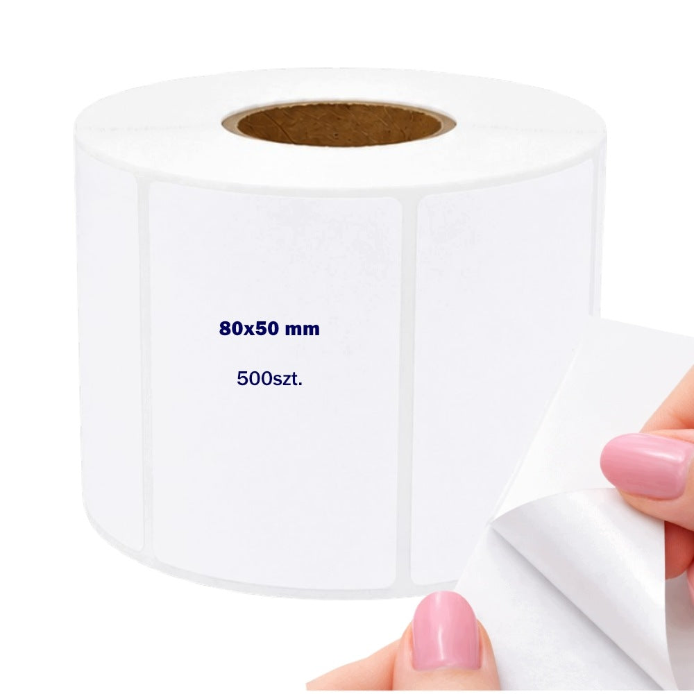 THERMAL LABELS 80x50 mm ADHESIVE DETACHABLE HOTMELT REMOVABLE 500pcs