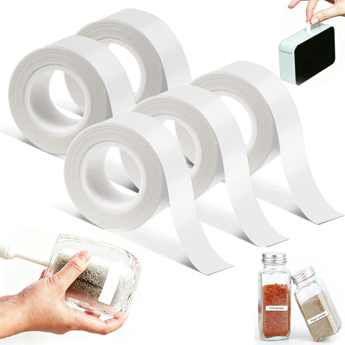 THERMAL LABELS FOR LABEL PRINTERS 15MM X 4M 5 SELF-ADHESIVE ROLLS
