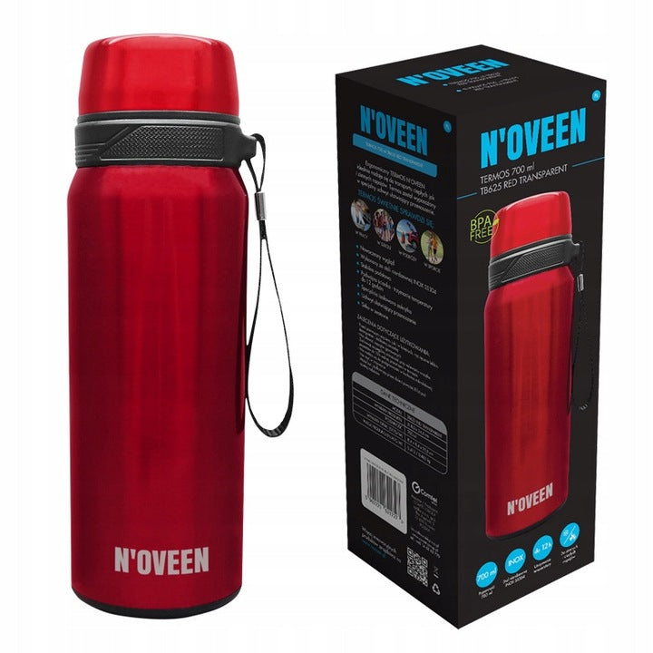 THERMAL MUG BOTTLE THERMOS WATER BOTTLE HOLDER 700ml N'OVEEN TB625 RED
