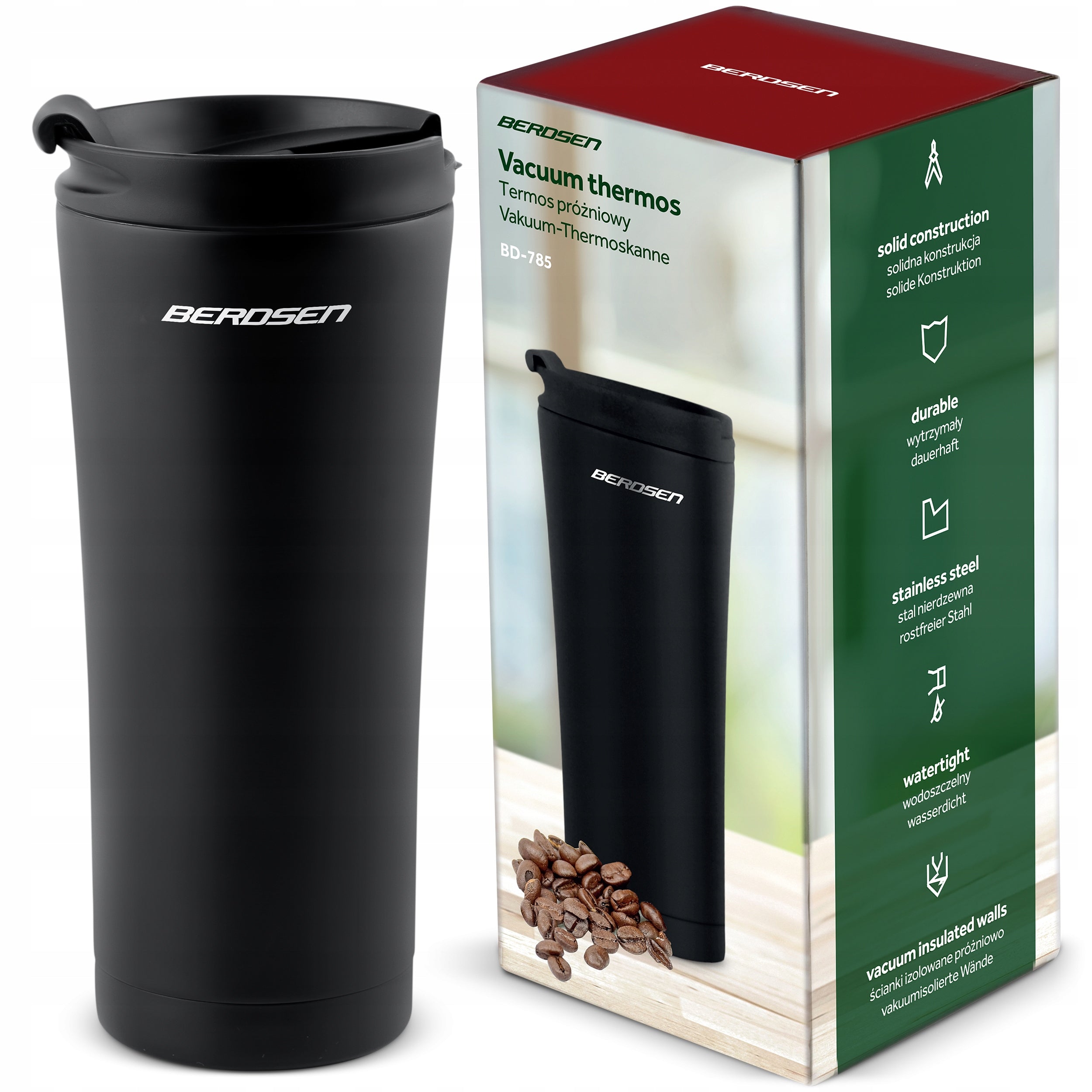THERMAL MUG THERMAL THERMOS FOR THE CAR FOR COFFEE AND TEA 470ML COMFORTABLE