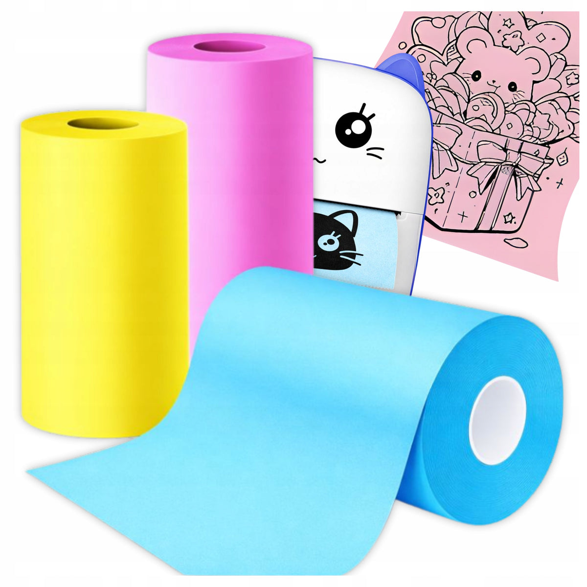 THERMAL PAPER COLOR 3 ROLLS CARTRIDGES FOR MINI PRINTER PRINTSIA SET