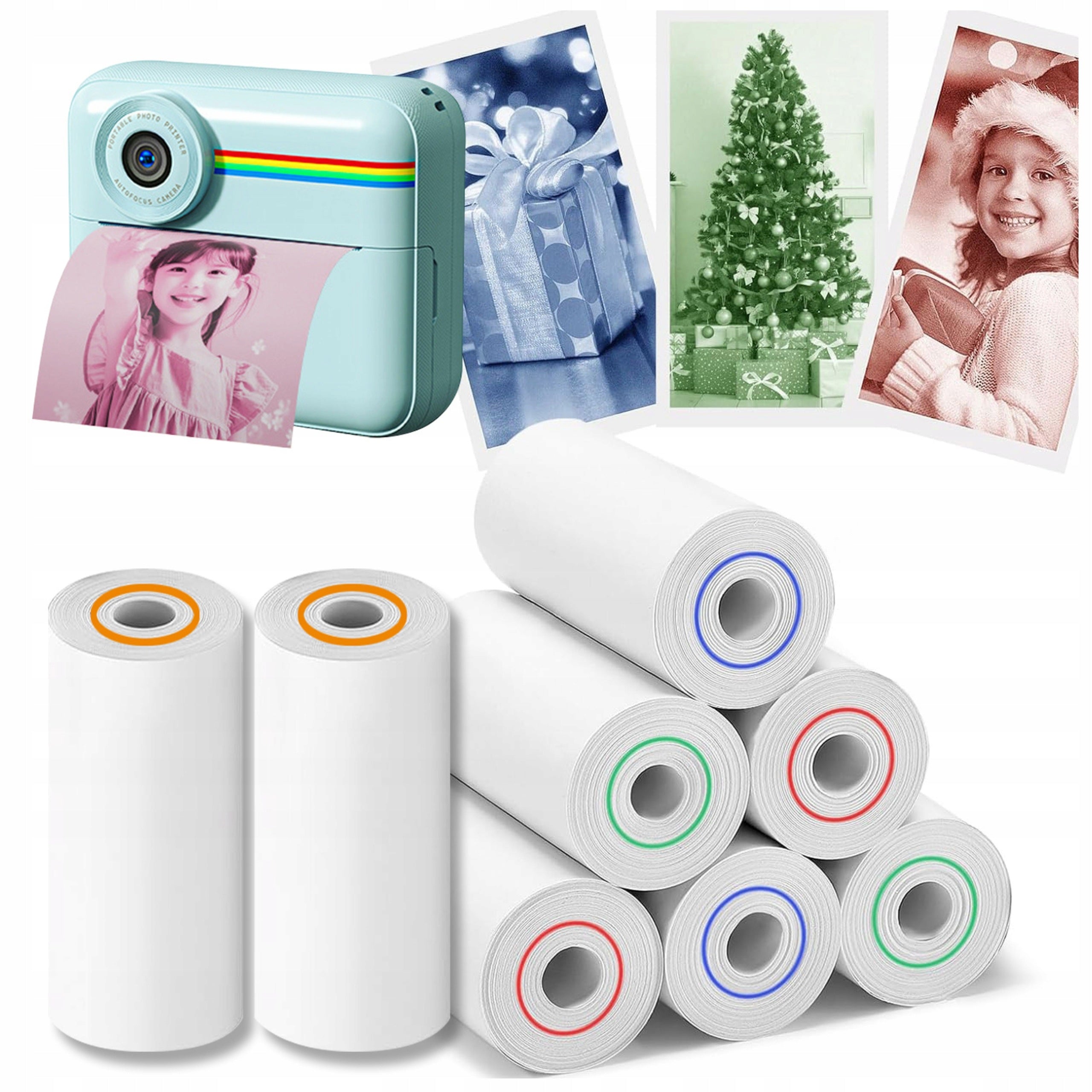 THERMAL PAPER FOR INSTANT CAMERA COLOR 8 ROLLS OF PIECES CARTRIDGES Manufacturer code papier termiczny KOLOROWY wkłady do aparatu