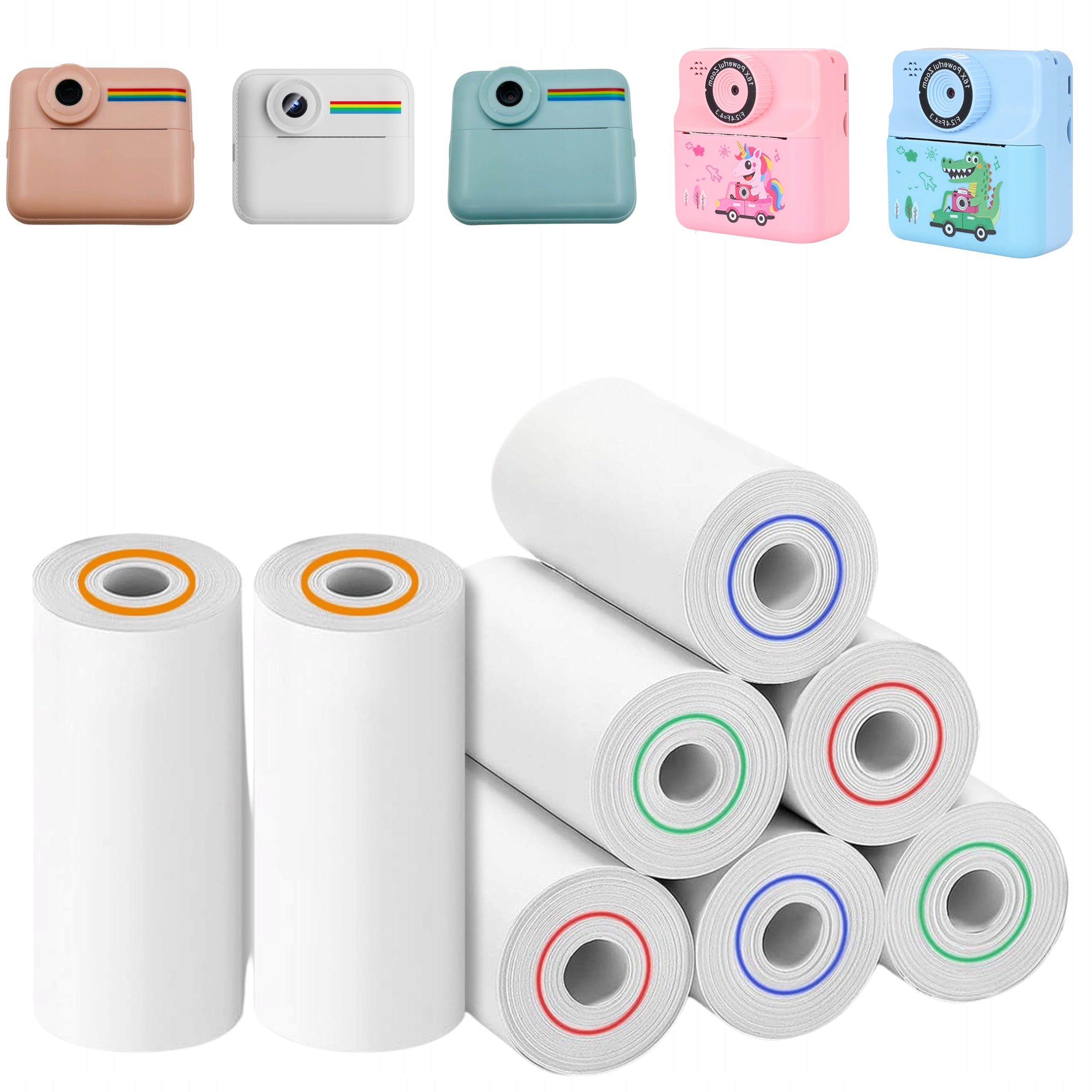 THERMAL PAPER FOR INSTANT CAMERA COLOR 8 ROLLS OF PIECES CARTRIDGES Packaging status original
