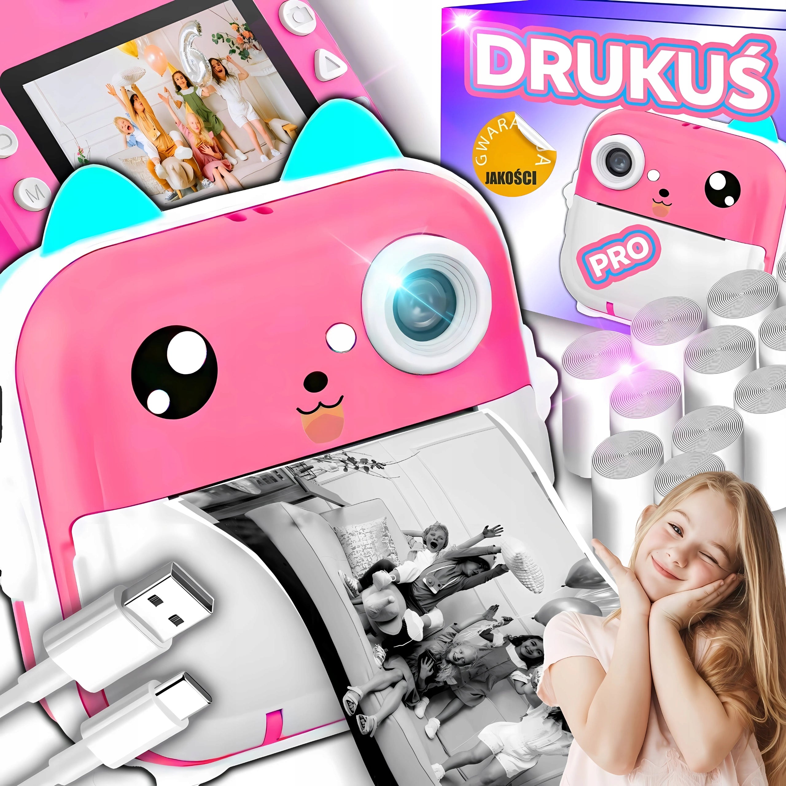 THERMAL PRINTER PRINTŚ 3.0 PRO CAMERA FOR PHOTOS + 11 ROLLS
