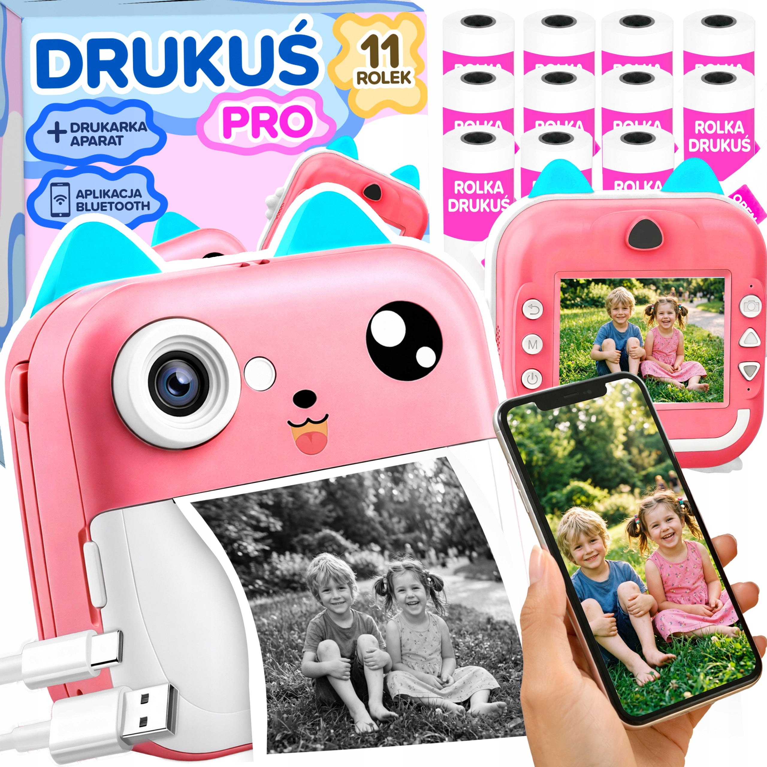 THERMAL PRINTER PRINTŚ 3.0 PRO CAMERA FOR PHOTOS + 11 ROLLS