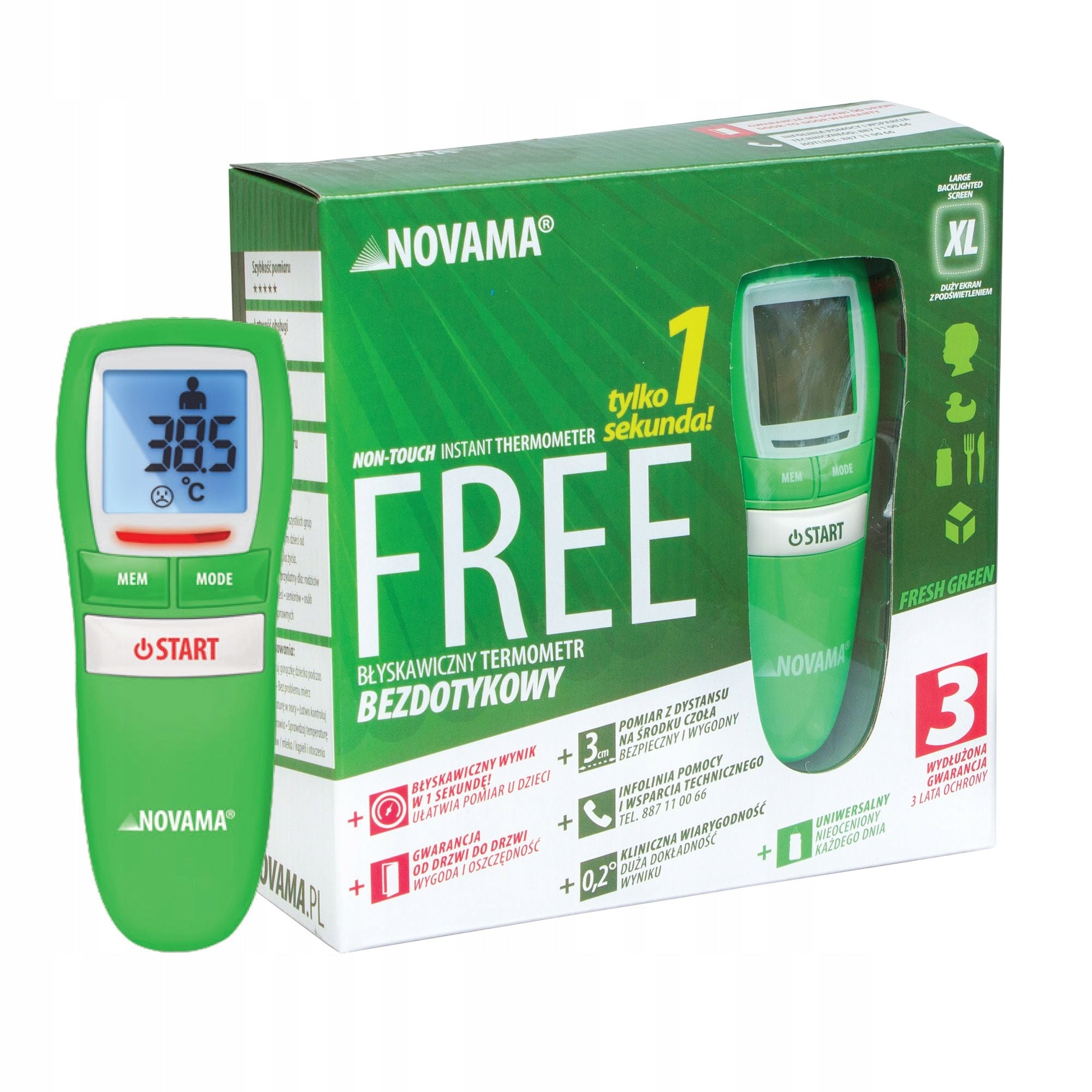 THERMOMETER NON-CONTACT MEDICAL ELECTRONIC NOVAMA FREE NIGHT MODE FAST