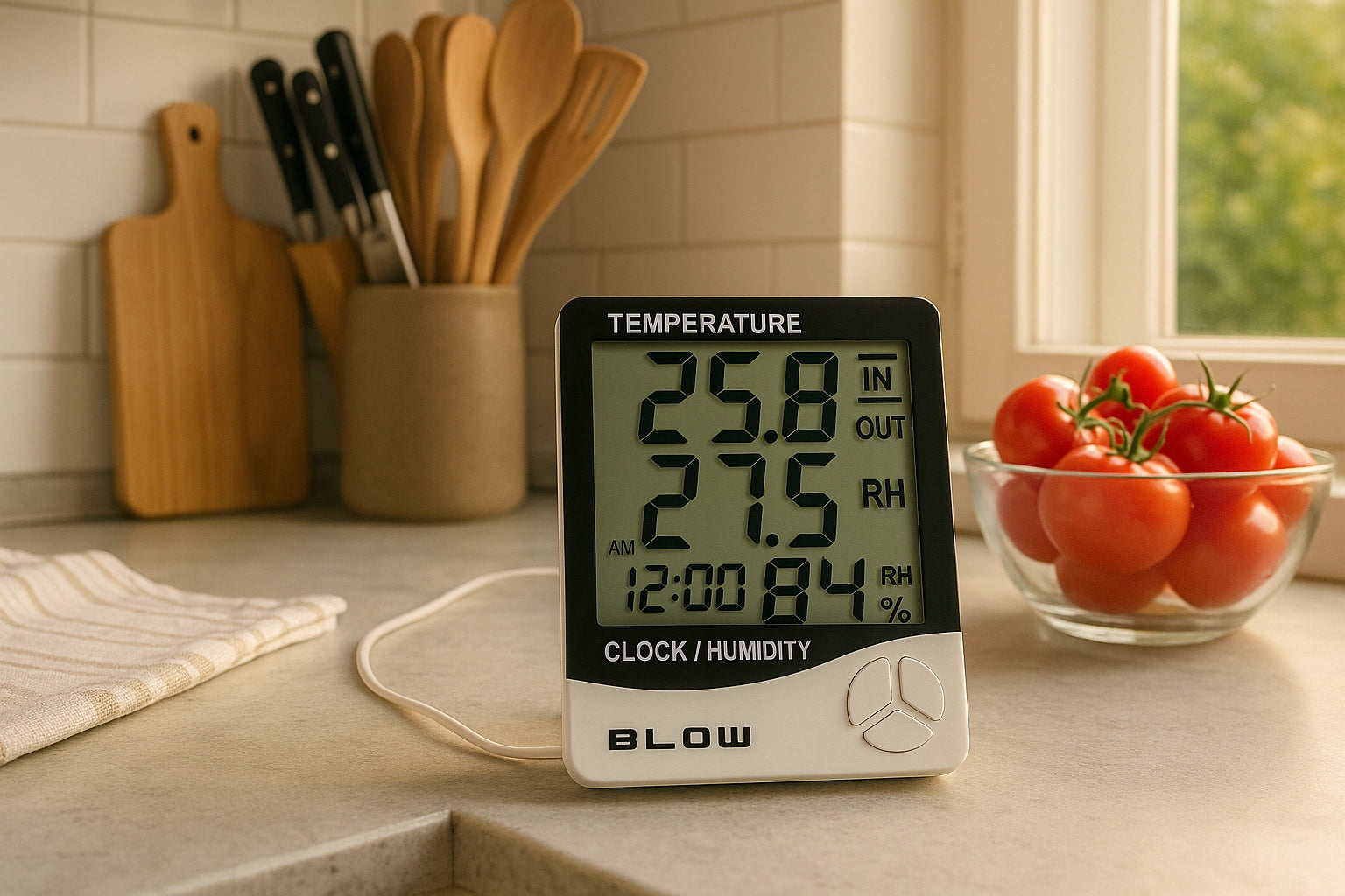 THERMOMETER WEATHER STATION WEATHER HYGROMETER CLOCK BATTERY SET PROBE LCD Model TERMOMETR STACJA POGODY POGODOWA HIGROMETR ZEGAR
