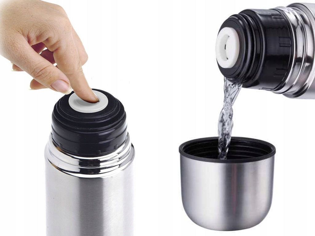 THERMOS 1 LITER VACUUM TOURIST STEEL FOR TEA COFFEE + COVER Manufacturer code TERMOS 1 LITR PRÓŻNIOWY TURYSTYCZNY