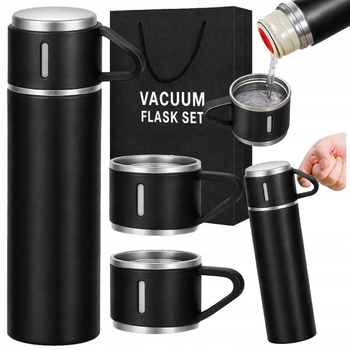 THERMOS 400ml WITH 3 CUPS THERMAL MUG FOR COFFEE TEA WATER BOTTLE