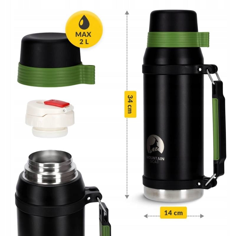 THERMOS HIKING thermal mug warm drinks for tea coffee 4FIZJO 2l Color black