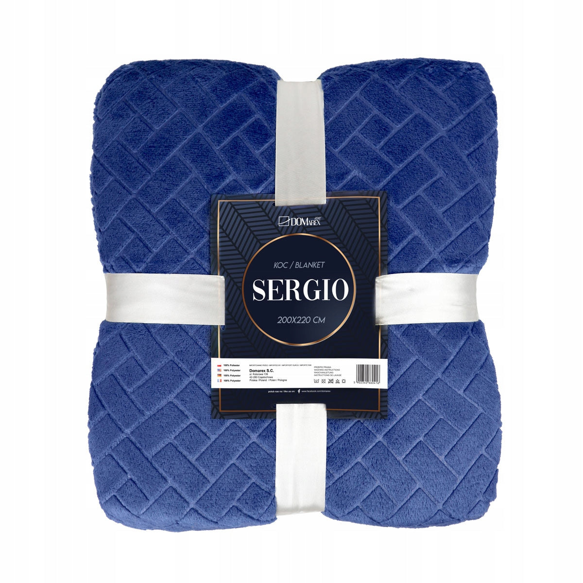 THICK BLANKET EMBOSSED 150x200 MICROFIBER BEDSPREAD SOFT PLAID FOR BED NAVY BLUE Packaging status original