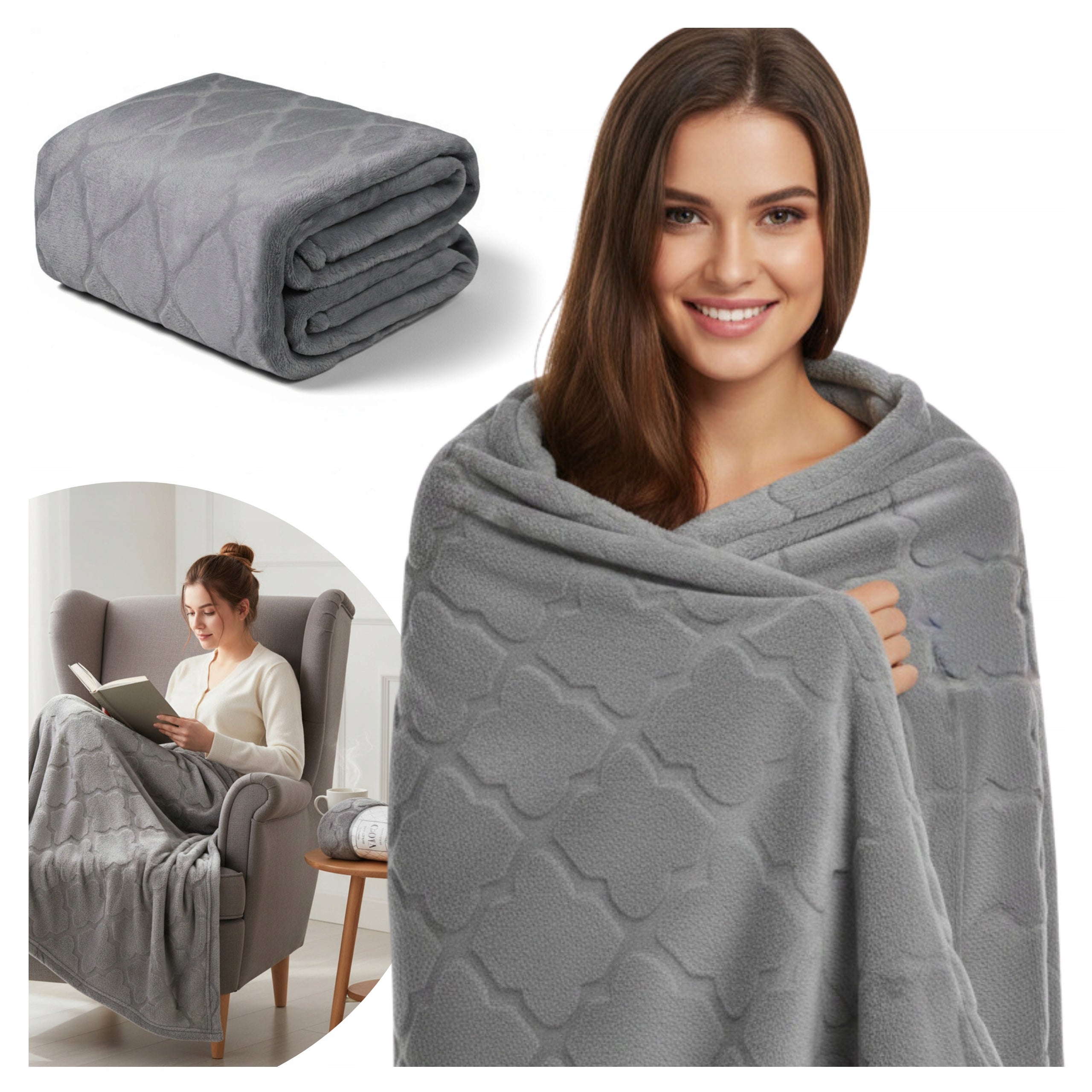 THICK BLANKET EMBOSSED 200x220 CM BEDSPREAD SOFT WARM PLAID SOFT EAN (GTIN) 5902340694343