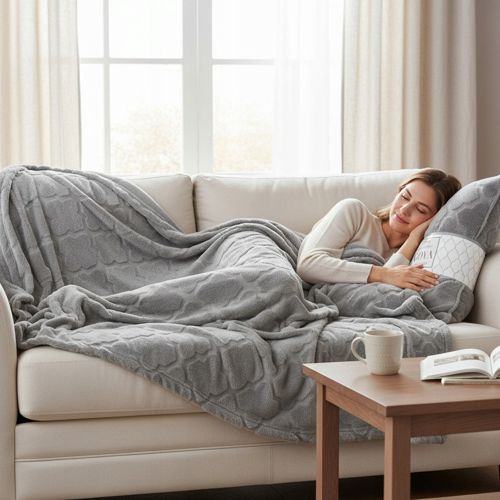 THICK BLANKET EMBOSSED 200x220 CM BEDSPREAD SOFT WARM PLAID SOFT Manufacturer code Duży Gruby Ciepły Koc Zimowy 200x220 Szary