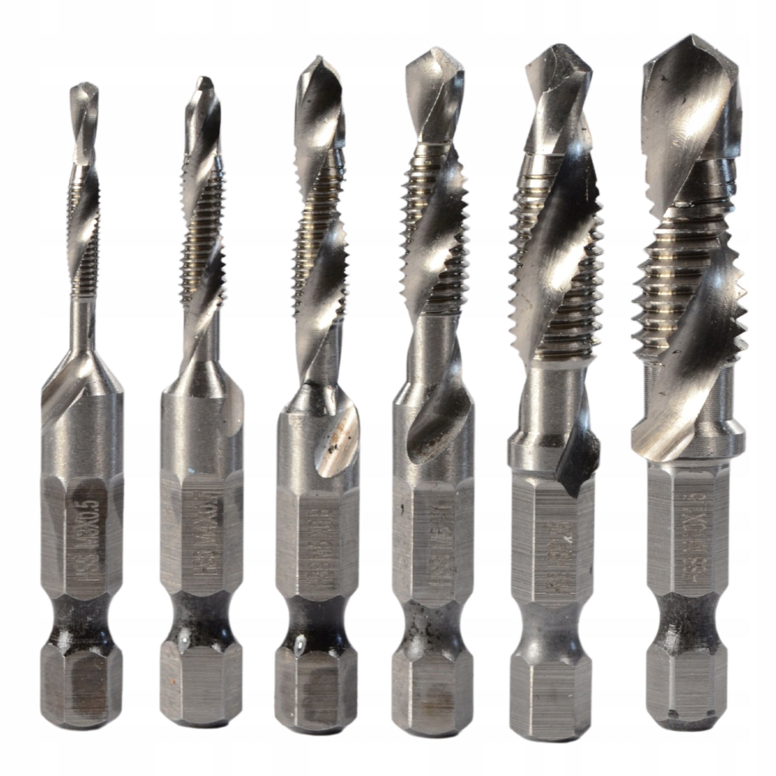 THREADING DRILL BITS HSS M3 - M10 TAPS 6 PCS.BLACK Manufacturer code 33004