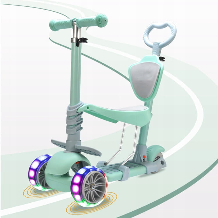 THREE-WHEEL LED SCOOTER 5in1 MINT KIDSTAR Color green