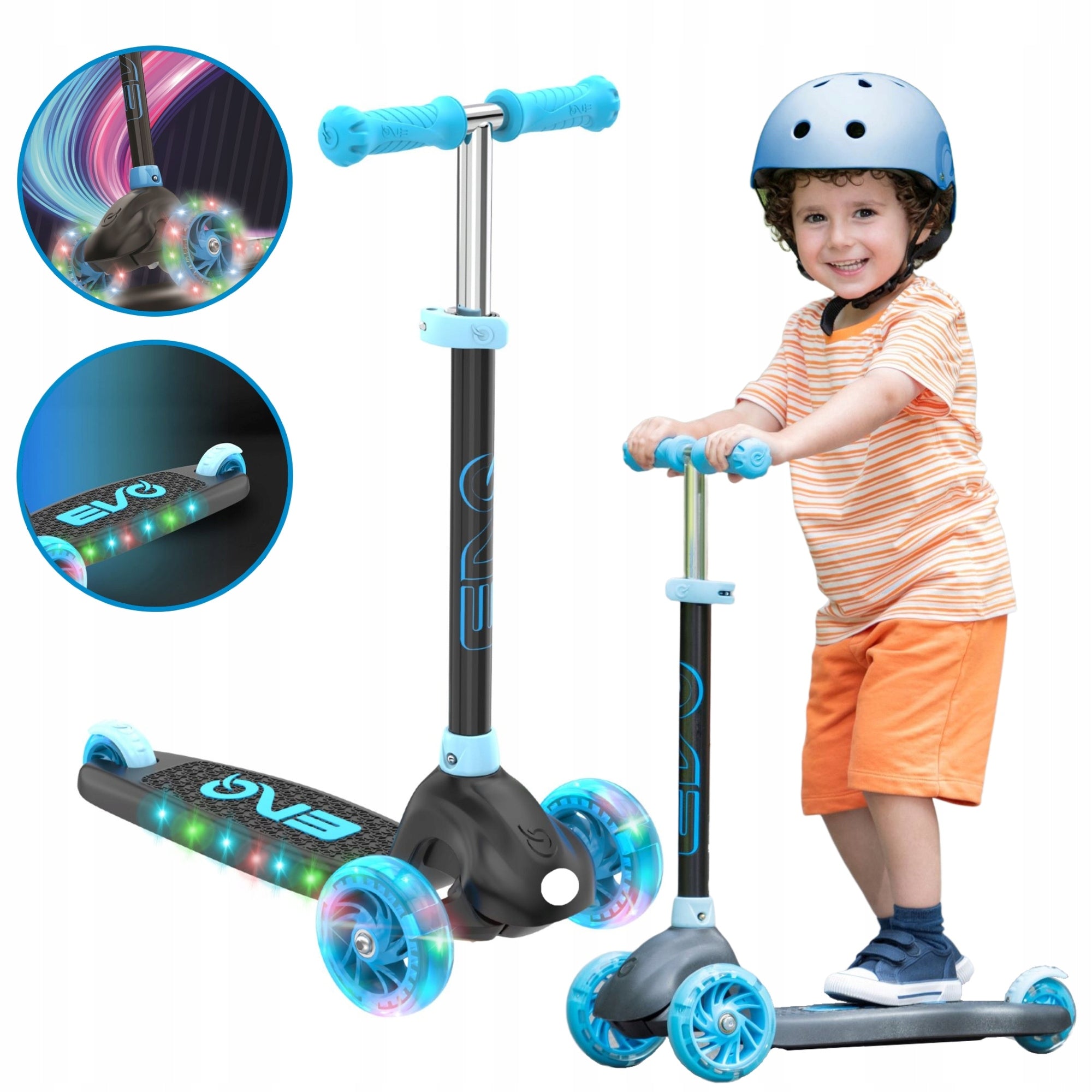 THREE-WHEELED SCOOTER PINK GLOWING WHEELS PLATFORM ADJUSTABLE FOR CHILDREN EVO