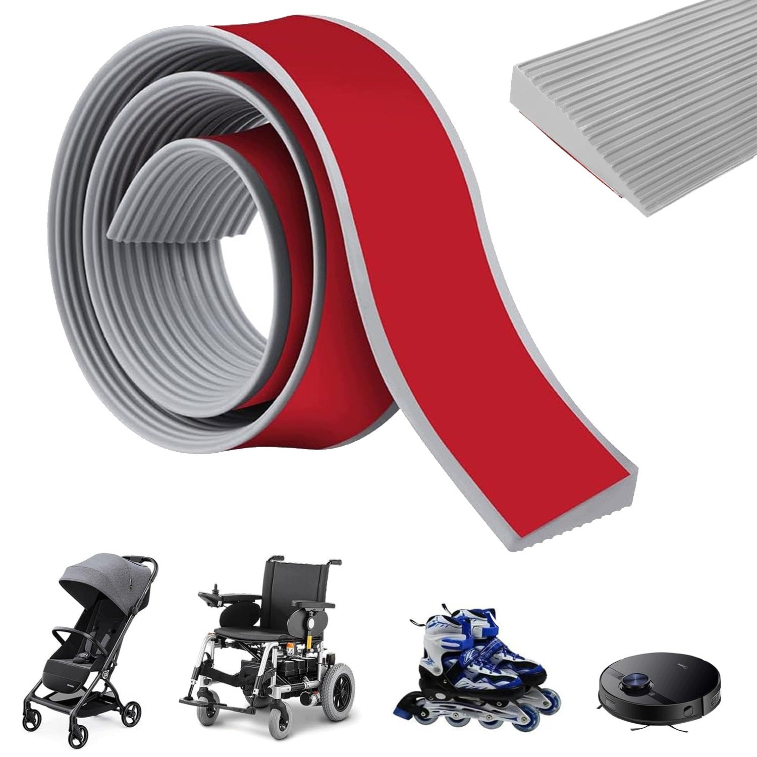 THRESHOLD PAD WITH RUBBER–ANTI-SLIP GREY WHEEL DRIVEWAY ENTRANCE RAMP
