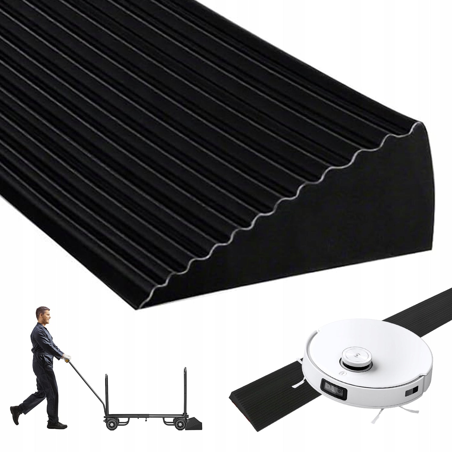 THRESHOLD RAMP RUBBER CUT 90CM STRONG 500KG FOR DOOR TROLLEY SCOOTER ROBOT