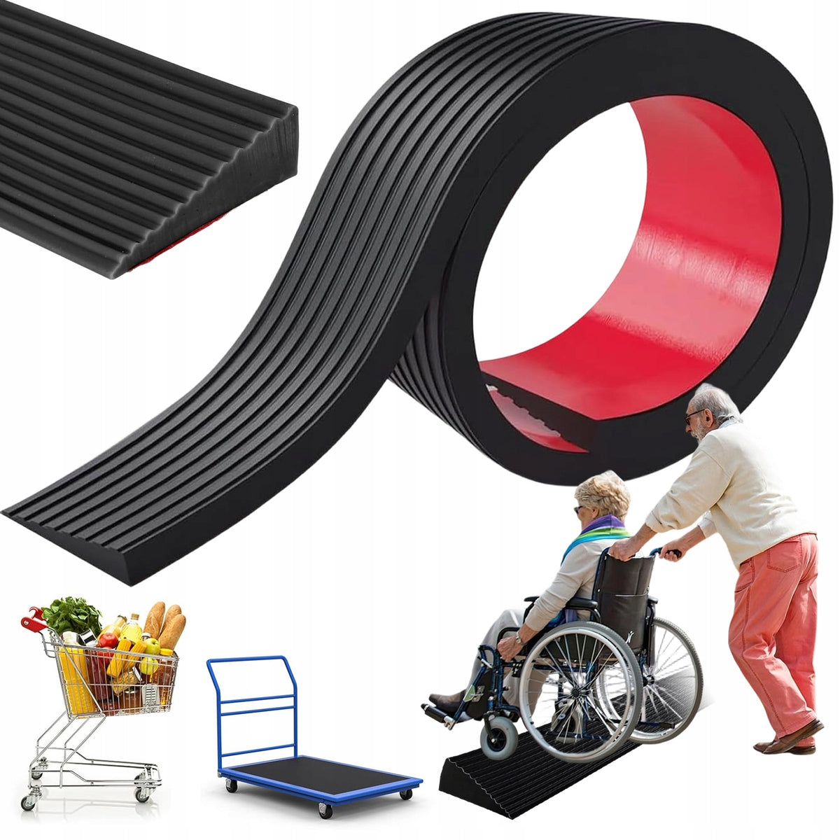 THRESHOLD STRIP SELF-ADHESIVE DRIVEWAY RAMP 150CM RUBBER FOR SCOOTER